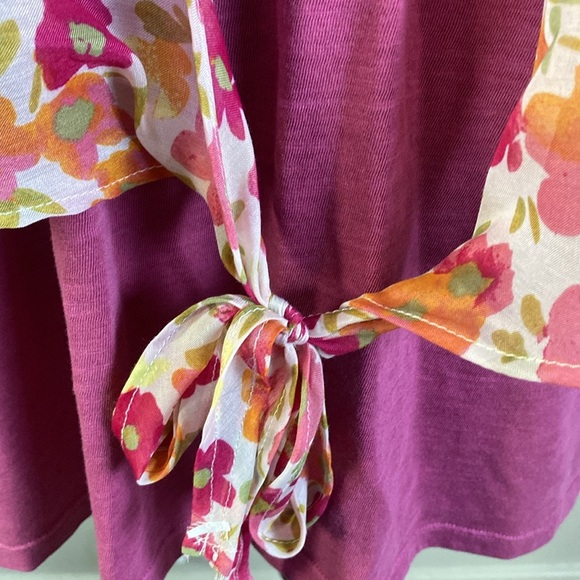 Lauren Conrad Floral Topper Cardigan & Sonoma V-Neck Raspberry Tee Sz L NWOT - Picture 4 of 11